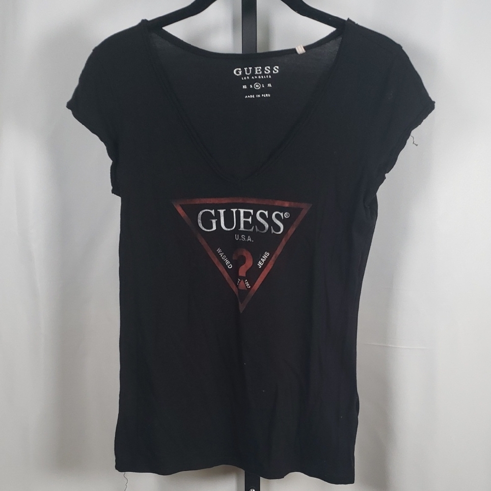 GUESS Black Vintage Women's Top - SZ M - Picture 2 of 9